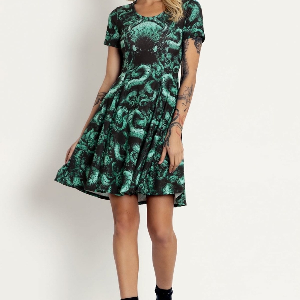 SOLD OUT Black Milk Black & Teal Cthulhu Dress